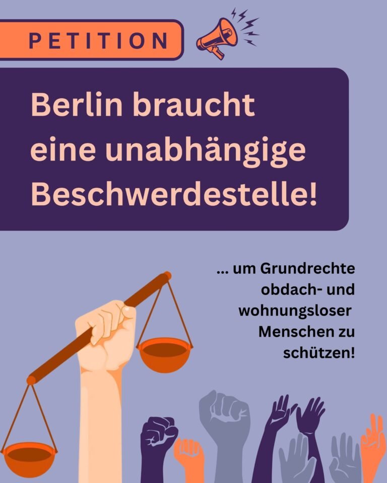 Petition für eine unabhängige Beschwerdestelle für obdach und wohnungslose Menschen
